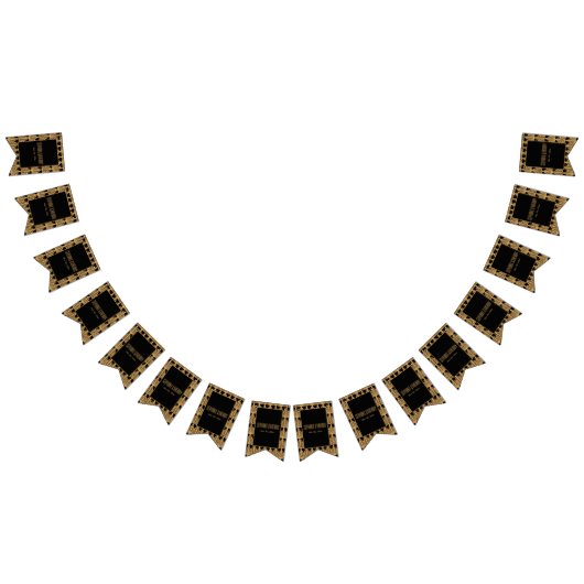 Gold en Black Art Deco Pattern Wedding Vlaggetjes (Alle)