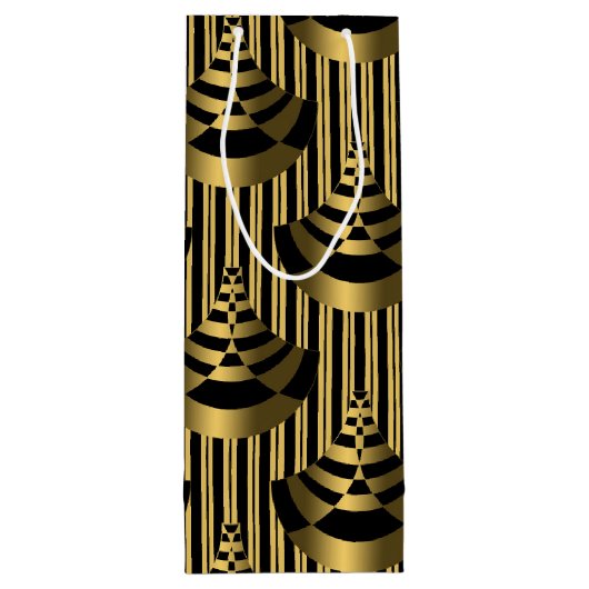 Gold en Black Art Deco Wijn Cadeautas (Achterkant)