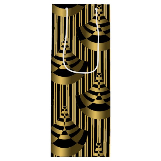 Gold en Black Art Deco Wijn Cadeautas (Voorkant)