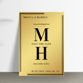 Gold en Black Big Bold Monogram stijlvol elegant Save The Date