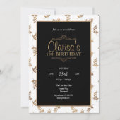 Gold en Black Birthday Invitation Kaart (Voorkant)