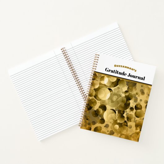 Gold en Black Bokeh Dankbaarheid Hoesje Notitieboek (Binnen)