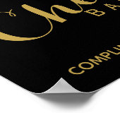 GOLD en Black CHEER Bar, bruiloft of partijnummer Poster (Hoek)