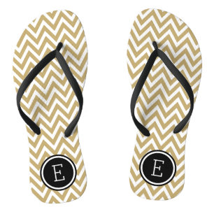Gold en Black Chevron Monogram Teenslippers