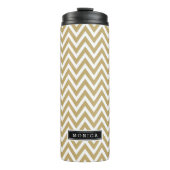 Gold en Black Chevron Monogram Thermosbeker (Voorkant)