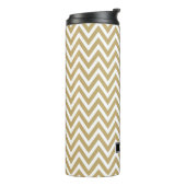 Gold en Black Chevron Monogram Thermosbeker (Gedraaid links)