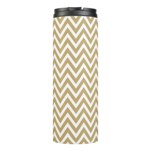 Gold en Black Chevron Monogram Thermosbeker (Achterkant)