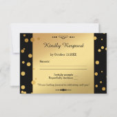 Gold en Black Confetti Wedding RSVP-Kaart RSVP Kaartje (Voorkant)
