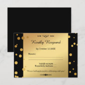 Gold en Black Confetti Wedding RSVP-Kaart RSVP Kaartje (Voorkant / Achterkant)