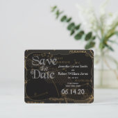 Gold en Black Constellation Wedding Save the Date (Staand voorkant)