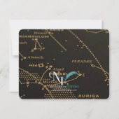 Gold en Black Constellation Wedding Save the Date (Achterkant)