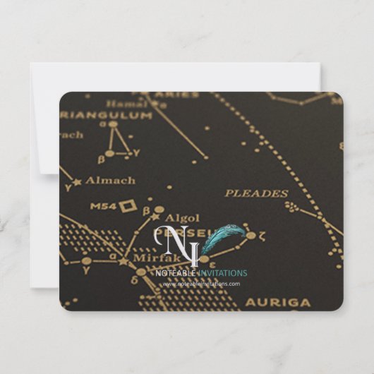 Gold en Black Constellation Wedding Save the Date (Achterkant)