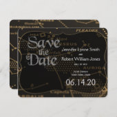 Gold en Black Constellation Wedding Save the Date (Voorkant / Achterkant)