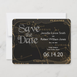 Gold en Black Constellation Wedding Save the Date