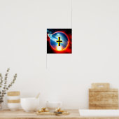 Gold en Black Cross op Ring Planet Poster (Keuken)