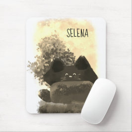 Gold en Black Cute Cartoon Verborgen, vloeiende ka Muismat