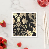 Gold en Black Damask Paper Napkins Servet (Insitu)