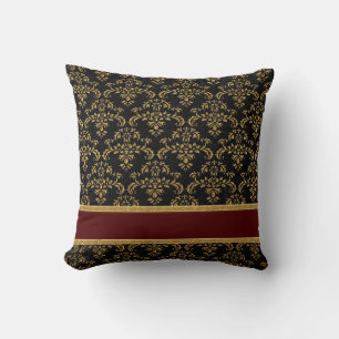 Gold- en Black Damask-patroon Kussen
