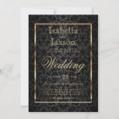 Gold- en Black Damask-uitnodiging Kaart (Voorkant)