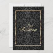 Gold- en Black Damask-uitnodiging Kaart (Achterkant)