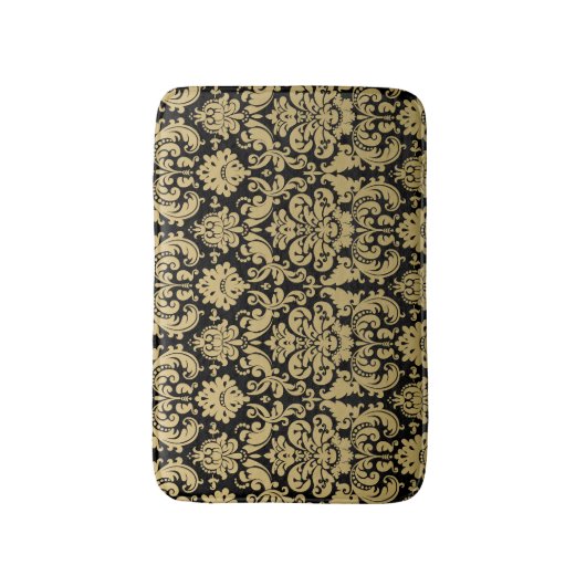 Gold en Black Elegant Damask Pattern Badmat (Voorkant Verticaal)