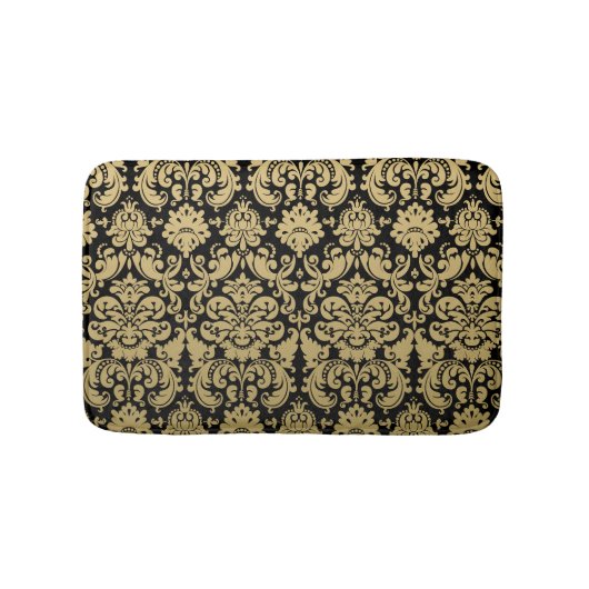 Gold en Black Elegant Damask Pattern Badmat (Voorkant)