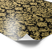 Gold en Black Elegant Damask Pattern Foto Afdruk (Hoek)