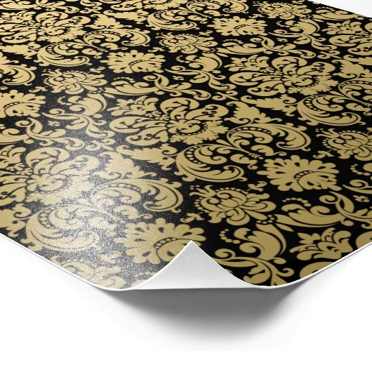 Gold en Black Elegant Damask Pattern Foto Afdruk (Hoek)