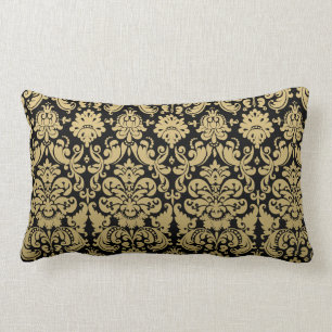 Gold en Black Elegant Damask Pattern Kussen