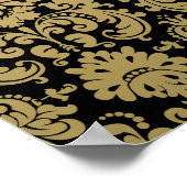 Gold en Black Elegant Damask Pattern Poster (Hoek)