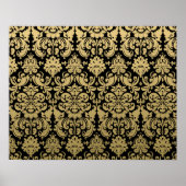 Gold en Black Elegant Damask Pattern Poster (Voorkant)