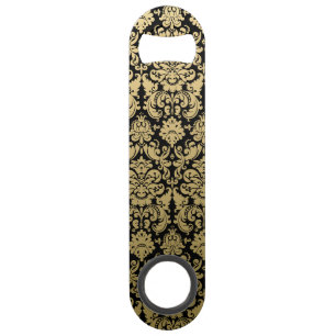 Gold en Black Elegant Damask Pattern Speed Flessenopener