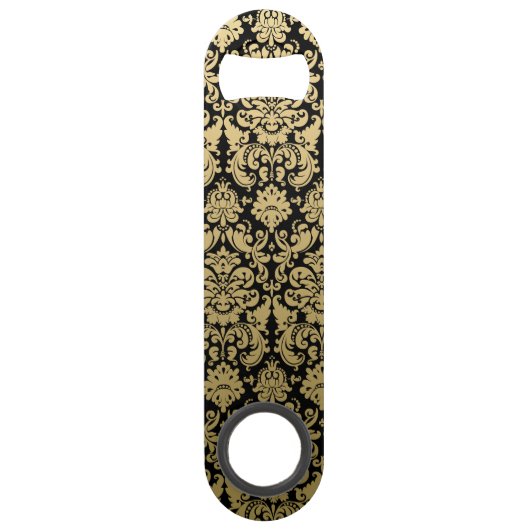 Gold en Black Elegant Damask Pattern Speed Flessenopener (Voorkant)