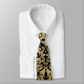 Gold en Black Elegant Damask Pattern Stropdas (Gebonden)
