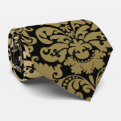 Gold en Black Elegant Damask Pattern Stropdas (Opgerold)