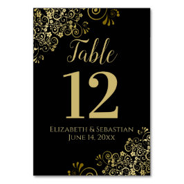 Gold en Black Elegant Frilly Wedding Kaart