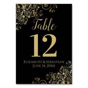 Gold en Black Elegant Frilly Wedding Kaart