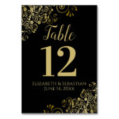 Gold en Black Elegant Frilly Wedding Kaart (Achterkant)