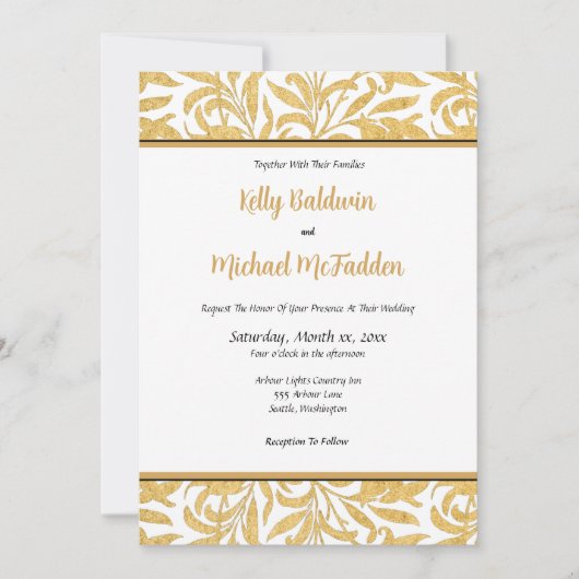 Gold en Black Elegant Wedding Invitation Kaart (Voorkant)