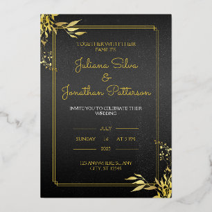 Gold en Black Elegant Wedding Invitation Portret Folie Uitnodiging