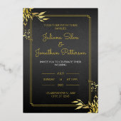 Gold en Black Elegant Wedding Invitation Portret Folie Uitnodiging (Voorkant)
