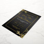 Gold en Black Elegant Wedding Invitation Portret Folie Uitnodiging (Gedraaid)