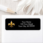 Gold en Black Fleur de Lis Retouradreslabels Etiket (Insitu)