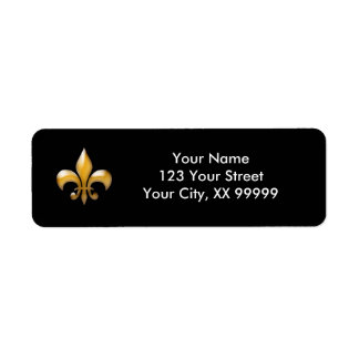 Gold en Black Fleur de Lis Retouradreslabels Etiket