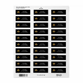 Gold en Black Fleur de Lis Retouradreslabels Etiket (Full Sheet)