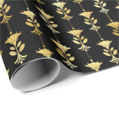 Gold en Black Floral Art Deco Pattern Cadeaupapier (Rol Hoek)