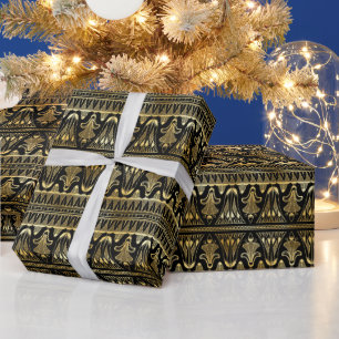 Gold en Black Floral Art Deco Pattern Cadeaupapier