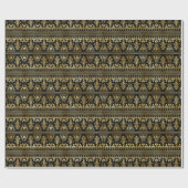 Gold en Black Floral Art Deco Pattern Cadeaupapier (Vlak)
