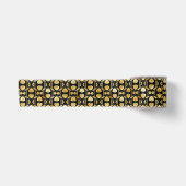 Gold en Black Floral Art Deco Pattern Satijnen Lint (Voorkant)
