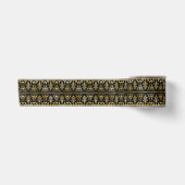 Gold en Black Floral Art Deco Pattern Satijnen Lint (Voorkant)